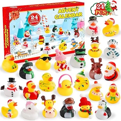 Christmas Advent Calendar 2025 for Kids 24 Days Christmas Countdown Calendar with Rubber Ducks Bath Toys Xmas Party Favors Fun Toys Gifts for Kids Boys Girls Toddlers Children Teens Friends Xmas
