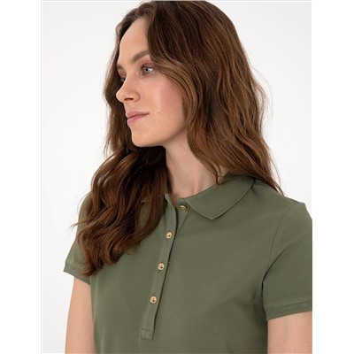 Haki Regular Fit Pamuklu Polo Yaka Basic Tişört