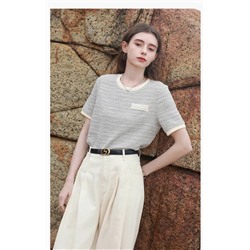 Футболка во французском стиле с жемчужинами