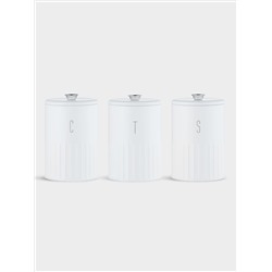 Набор банок для сыпучих продуктов, 3 пр, 1.35 л, h17 см, белые, Astor