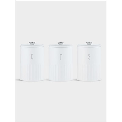 Набор банок для сыпучих продуктов, 3 пр, 1.35 л, h17 см, белые, Astor