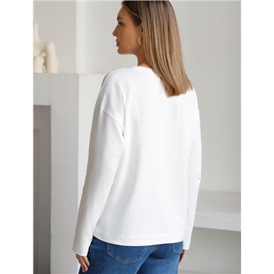 Лонгслив с принтом из премиального хлопка с эластаном