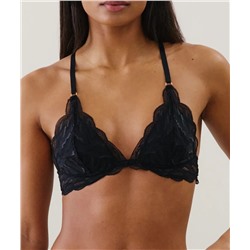 Sujetador triángulo push-up de encaje negro