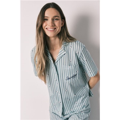 Pijama camisero Snoopy algodón verde