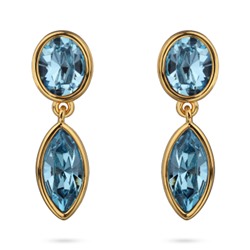 Серьги Эйва (кристаллы SW аквамарин; покрытие золото), Есть комплект
