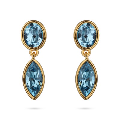 Серьги Эйва (кристаллы SW аквамарин; покрытие золото), Есть комплект