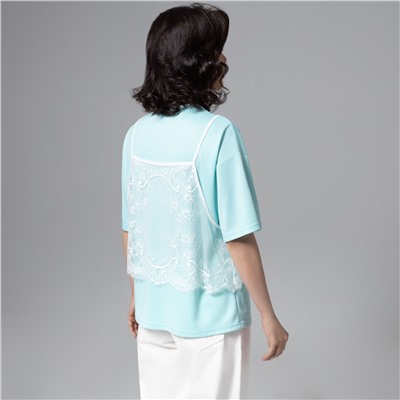 Футболка оверсайз, Модный тандем (мятный 2 в 1)