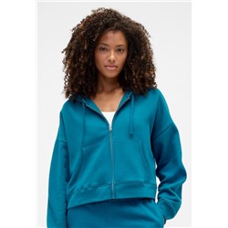 Relaxed Cropped Fleece Zip Hoodie