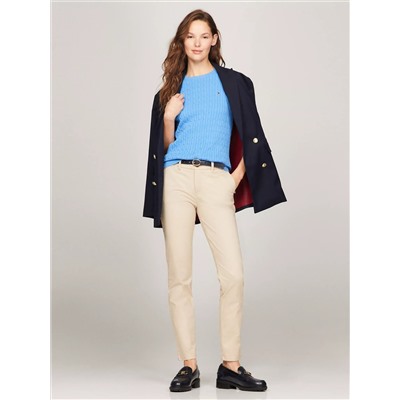 Short-Sleeve Cable Knit Sweater