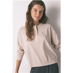 Pijama largo 100% algodón beige Snoopy