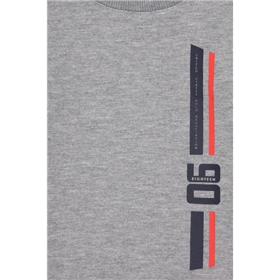 Erkek Çocuk Gri Melanj Basic Bisiklet Yaka Sweatshirt