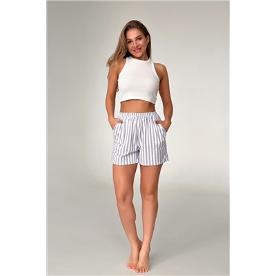 Шорты женские домашние в полоску серые
