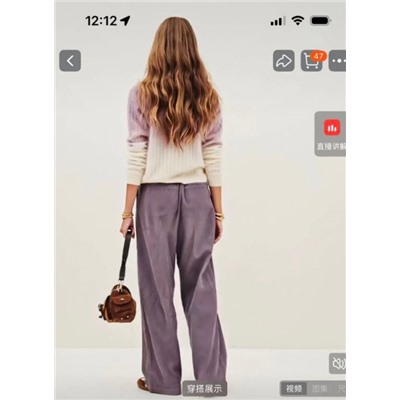 Плотные вельветовые хлопковые брюки с высокой талией