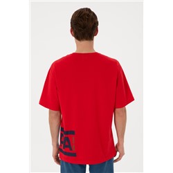 Erkek Comfort Fit Bisiklet Yaka Kırmızı Tişört