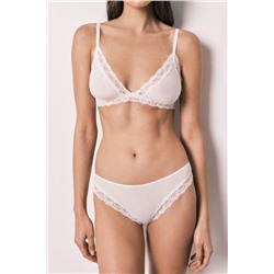 Braga clásica microfibra rayada y encaje blanco