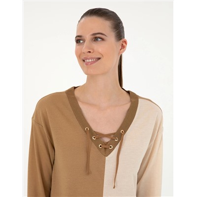 Bej Comfort Fit Örme Bluz