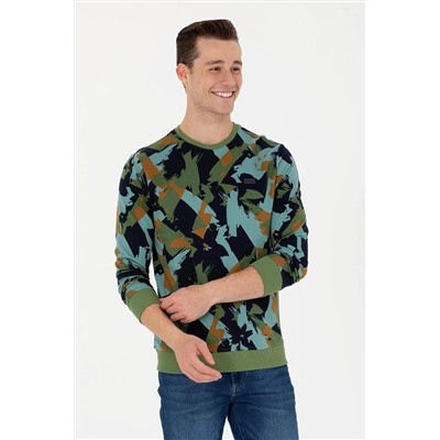 Erkek Yeşil Bisiklet Yaka Sweatshirt