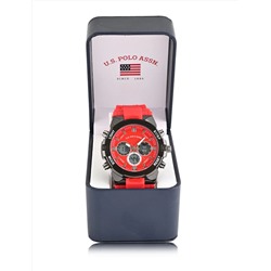 MEN'S RED AND BLACK RUBBER STRAP ANA DIGI WATCH