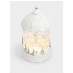 Снежный фонарь, 20 см, с подсветкой, пластик, белый, Лошадь под куполом, Horse