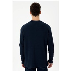 Erkek Lacivert Bisiklet Yaka Comfort Sweatshirt