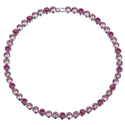 Колье Теннис (кристаллы SW розовые микс 6мм; покрытие родий) 44-49см, Есть комплект