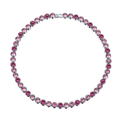 Колье Теннис (кристаллы SW розовые микс 6мм; покрытие родий) 44-49см, Есть комплект