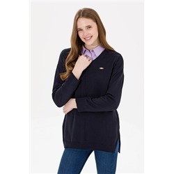 Kadın Lacivert V - Yaka Kazak