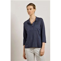 Повседневная льняная рубашка-поло
