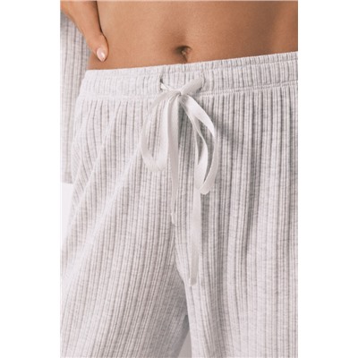 Pijama largo algodón canalé gris