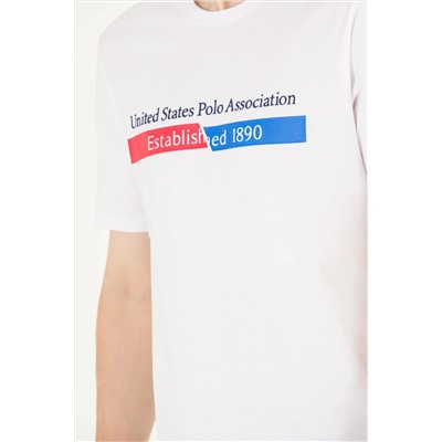 Erkek Beyaz Bisiklet Yaka Tişört