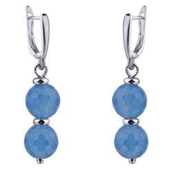 Серьги Селена (агат васильковый; покрытие родий), Есть комплект