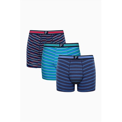 Penti Erkek Pamuklu Bold Stripe Çok Renkli 3lü Boxer