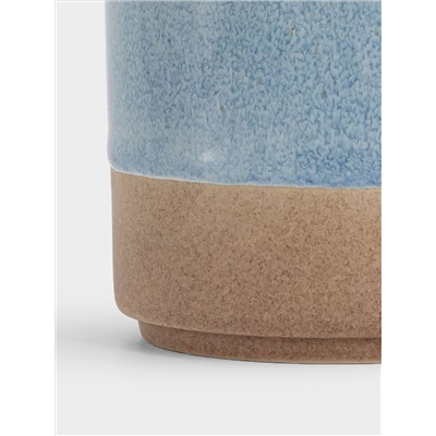 Кружка, 370 мл, керамика, бежево-голубая, в крапинку, Azurro