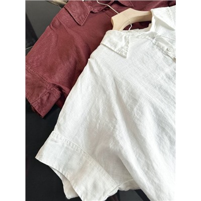 Женская свободная льняная рубашка поло 2 цвета КО*С