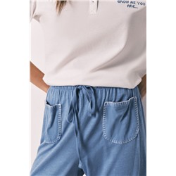 Pantalón Capri 100% algodón azul