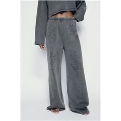 PANTALÓN FELPA EFECTO LAVADO ROTOS