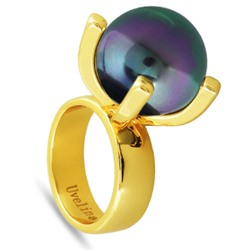 Кольцо (Майорка 16мм темно-серый хамелеон; покрытие золото), Есть комплект