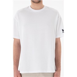 Erkek Oversize Fit Bisiklet Yaka Beyaz Tişört