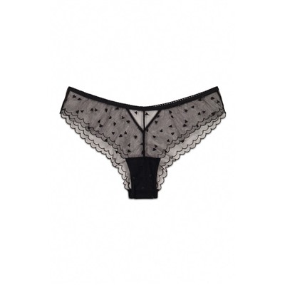 Braga ancha brasileña tul bordado negro