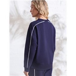 Свитшот с лампасами и разрезами из эластичного футера двухнитки без начеса