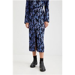 Falda de punto midi estampada