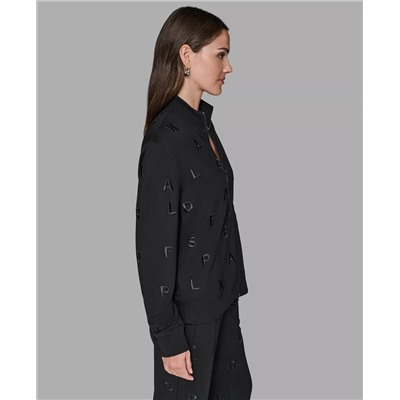 KARL LAGERFELD PARIS Women's Logo Detail Long Sleeve Jacket