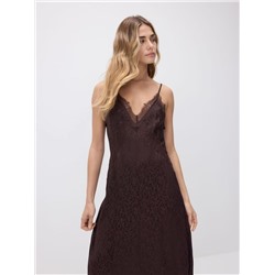 Женское кружевное платье-комбинация из жаккардового атласа РЕЗЕРВЕ*Д