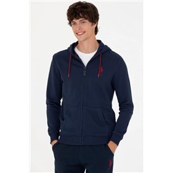 Erkek Lacivert Kapüşonlu Örme Hırka