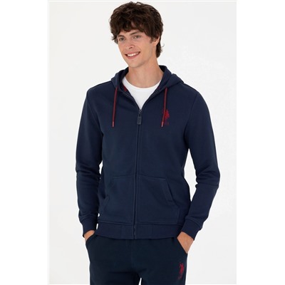 Erkek Lacivert Kapüşonlu Örme Hırka