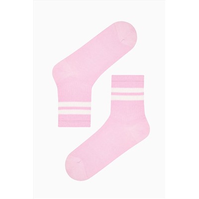 Penti Colored Stripe Tenis Pembe Beyaz 3lü Soket Çorap