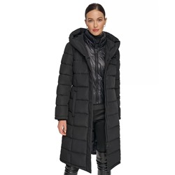 DKNY Women's Bibbed Hooded Puffer Coat
