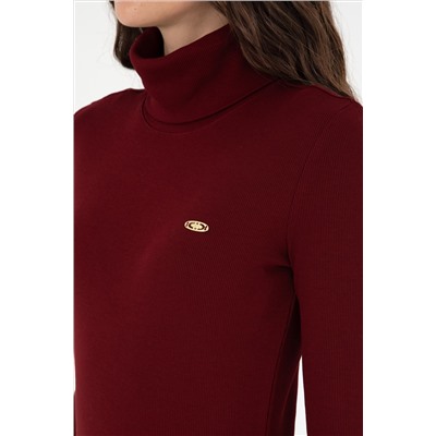 Kadın Bordo Balıkçı Yaka Sweatshirt