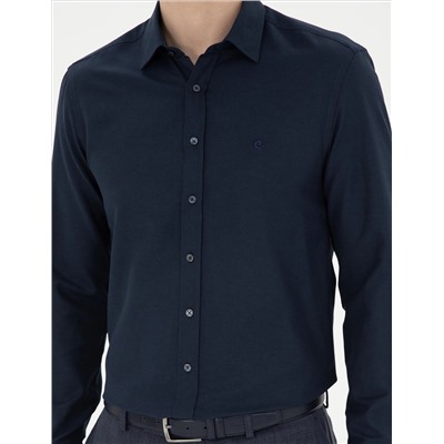 Lacivert Slim Fit Uzun Kollu Gömlek