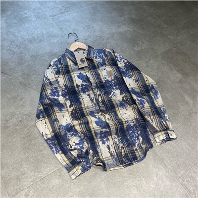 Рубашка в клетку с акварельным рисунком Кархат*т